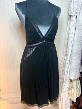 Victoria's Secret Black Lace-Trim Slip Chemise